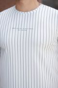Erkek Dikey çizgili Ottoman Kumaş Kısa Kollu T-shirt resmi